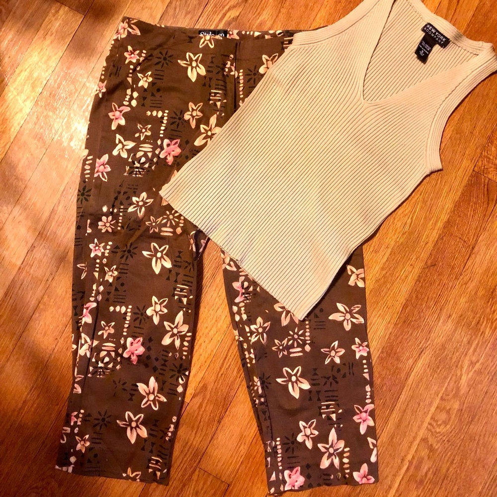 Capri Pants (Petite) & Sleeveless Shirt Matched Outfit